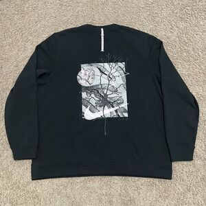 Nike Sweatshirt Men Large Black Midnight Cherry Blossom Graphic Baggy Skateboard